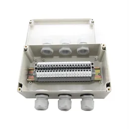 IP65 Waterproof Cable Wiring Junction Box 3 in 3 out 200 120 75mm with UK2 5B Din Rail Terminal Blocks220t