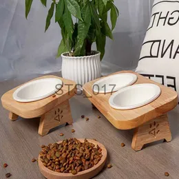 Dog Bowls Feeders Other Pet Supplies Bamboo Frame Bowls Cat Dog Feeders Bowl Ceramic Stainlerss Steel Neck Care Pet Food Tableware Water Bowl Pet Supplies x0717 x0715