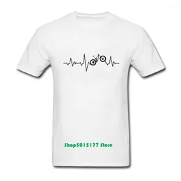 Men's T Shirts Casual Print Black Mountain Bike Heartbeat Biking Men Shirt Lovers Short Sleeves Breathable Tops Tee