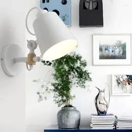 Lampa ścienna Nordic LED Minimalistyczna pojedyncza głowa Rotatable Black White Light