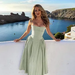 Casual Dresses 2023 Summer Women Spaghetti Strap Sexy Solid Long Dress Y2K Sleeveless Elegant Club Party Corset Maxi Vestidos