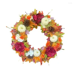 装飾的な花ハロウィーンリース装飾秋シルクの花のカボチャのカボチャ吊り下げ飾り玄関の中庭のための飾り