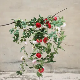 Dekorativa blommor simulering pion rotting blomma bröllop konstgjord krans vardagsrum dekoration falska vinstockar hängande