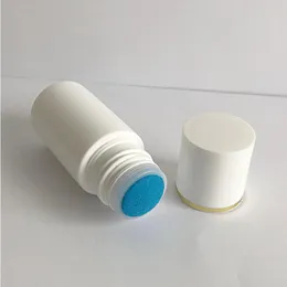 20G 20ML Leere weiße Plastikschwammapplikator-Flüssigkeitsflasche HDPE-Muskelschmerzmittelflaschen mit blauem Schwammkopf Udsis