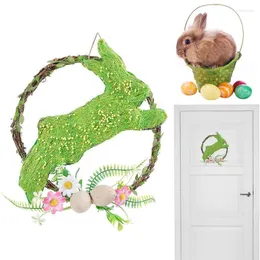 Decorative Flowers Easter Door Wreath Floral Spring With Pastel Eggs Indoor Pastoral Style For Front