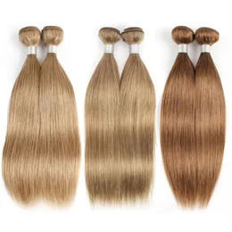 Kolor #8 #27 #30 miód blondynka średnio brązowy brazylijskie ludzkie włosy przedłużanie 4PCS działka wstępnie kolorowe splot248h