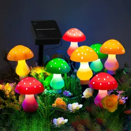 Decorações de jardim Solar Cogumelo Fio de Luzes Inteligente Sentido de Luz Ao Ar Livre Impermeável Lâmpada de Gramado Pátio Quintal Decoração de Natal Paisagem 230717