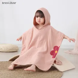 Present Set Muslin Baby Hooded Poncho Childrens Bath Soft Kids Beach Bathing Stuff Infant Washcloth 230718