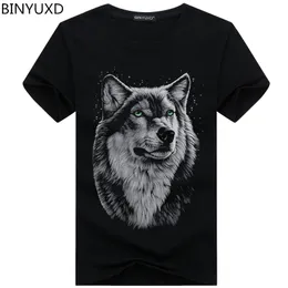 BINYUXD New Summer Brand tamanho grande 3D Wolf head T-shirt homem gola redonda manga curta T-shirt moda masculina t-shirt mangas curtas