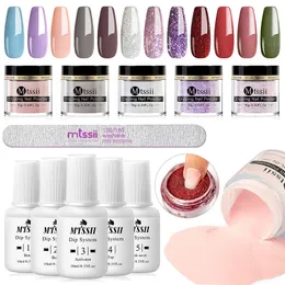 Nail Glitter US Warehouse Dipping Nail Powder Set Liquid System Clear Dip System Tools Acrylic Powder Kit utan lampa Cure Nail Art Tools 230717