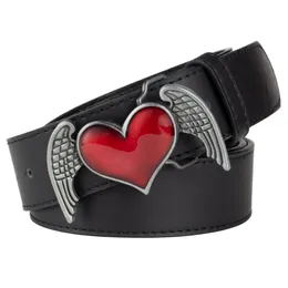 Krawat krawatów Wing Red Heart Stopy Modna klamra dla kobiet Cowgirl Up White Belt Rekoracja dekoracja pu 230718