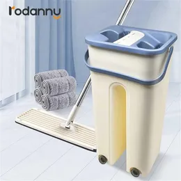 Rodanny Magic mops floor cleaning Hand Mop Hands Squeeze With Bucket Flat Drop Home Kitchen Tool 220113289L