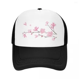 Bonés de bola Cherry Blossom Flower Plant - Fundo transparente Boné de beisebol preto no chapéu Chapéus personalizados elegantes femininos masculinos