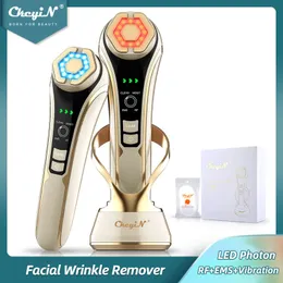 Gesichtsmassagegerät CkeyiN Multifunktions-EMS-Lifting-Massagegerät LED Pon Faltenentferner RF-Kompresse 1200 Hz Vibration Anti-Aging-Gerät 230718