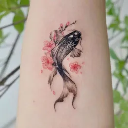 Koi persika blossom personlighet arm tatuering klistermärke sexiga babes konst grossist tato söt tillfällig tatueringar festival tatoo hotwife