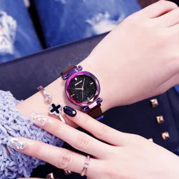 Wristwatches Women's Fashion Starry Sky Watches Magnet Buckle Mesh Belt Diamond Quartz Watch Women Dress Clock