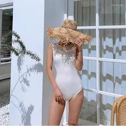 Costume da bagno da donna Costume intero da donna bianco solido Bikini sexy Summer Beach Wear 2023 Costume da bagno da donna senza schienale