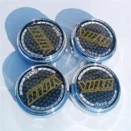 4x för Volk Rays Carbon Wheel Cover Center Hub Caps Universal 68mm bilhjul täcker Chrome ABS Wheel Center Hub Caps 4pcs Lot2320