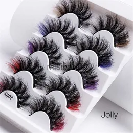 Ciglia finte 5 paia Ciglia trucco colorate Cat-Eye Ciglia soffici visone con colore 8D Volume Ciglia finte spesse Drammatiche ciglia Wispy J230717