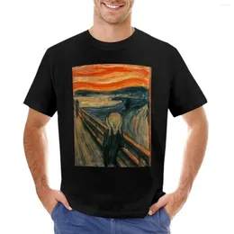 Men's Polos The Scream By Edvard Munch T-Shirt Short Sleeve Cute Clothes Black T Shirts Vintage Fruit Of Loom Mens