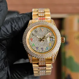 Relógio de diamante masculino relógio árabe literal automático mecânico montre de luxo pulseira de aço inoxidável moda relógio de pulso à prova dwaterproof água 40mm
