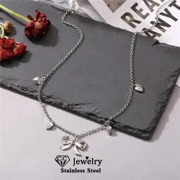Chains Butterfly Shape Necklace Women Accessories Aesthetic Colar Simple Design Silver Color Torque Pendant Choker Party Gift YH564