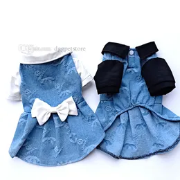 Designer Dog Dress Brand Dog Apparel Soft Comfortable Denim Puppy Dresses with Classic Letter Pattern Spring Summer Elegant Princess Pet Skirt for Small Dog S A768