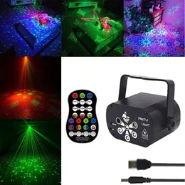 USB -uppladdningsbar 120 mönster Laserprojektorbelysningar RGB UV DJ Disco Stage Party Lights för jul Halloween Birthday Wedding Y255A