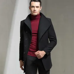 Мужская шерстяная смеси Luclesam мужское кашемировое шерстяное пальто средней длины.