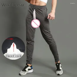 Calça Masculina Masculina Corrida Esportes Ao Ar Livre Jogging Sexy Invisível Zíperes Duplos Abertura Virilha Treinamento Magro Calça Masculina Magra