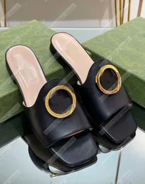Summer Luxury Women Round Interlocking Sandals Shoes Slip On Lady Flip Flops Beach Slide Flats Breathable Discount Girl Sandalias Walking EU35-43
