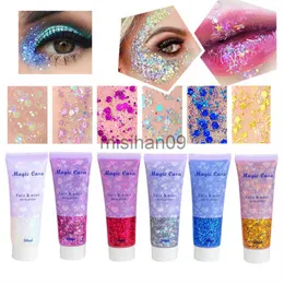 Andra smink glitter paljetter gelkräm för ansikts kroppsläpp ögon skugga markera pulver diamant lysande gyllene makeup pigment kropp gel paljetter j230718