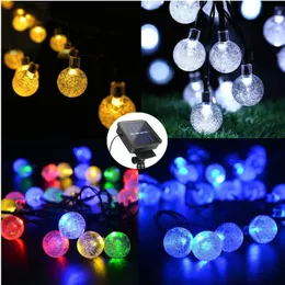 ديكورات الحديقة 20 30 50 LED Crystal Ball Lamp Solar Power String Fairy Lights Carls Decord Decord for Outdoor 230717