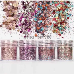 Andra makeup 4Kolorer/Lot 10 ml holografisk chunky glitter 1/128 1/24 1/8 ansikts kropp nagelkonst kosmetisk glitter chunky fin blandad glitter j230718