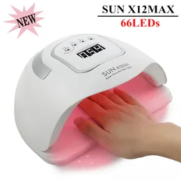 Nageltrockner 280W SUN X12MAX UV-LED-Nagellampe für schnelle Gelpoliermittel-Trocknermaschine 66LEDs UV-Licht für Nägel UV-LED-Maniküre-Salon-Lampenwerkzeuge 230718