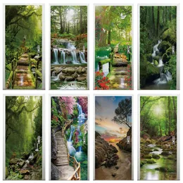 ملصقات الجدار Selfadhesive Door Sticker Jungle 3D Wallpaper Forest Forest for Room Decor Decor Decor