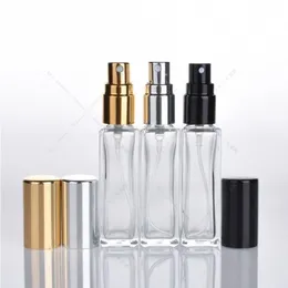 10ml 1/3oz uzun ince parfüm atomizer kare şekil boş doldurulabilir berrak cam sprey şişeleri seyahat püskürtücüleri kwqni