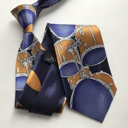 Bow Ties Designer's Musical Tie Fashion Men tryckt trummor Slips för musikerkonsert