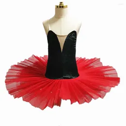 Saia de balé para roupas de palco tutu preto branco veludo tops para crianças adulto fantasias de performance de dança disco feminino vestido lago dos cisnes