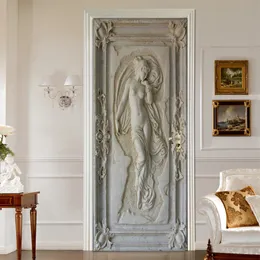Наклейки на стенах европейский стиль 3D фигура Статуя искусства роспись гостиная спальня наклейка Дверей Дверь Самодресозащитные обои Папел де Парде 230717