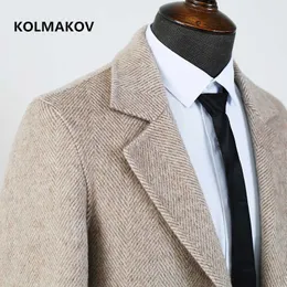 Men's Wool Blends KOLMAKOV 2021 new arrival winter wool coat thicked trench coat men men's smart casual Double-sided woolen jackets size M-XXXL HKD230718