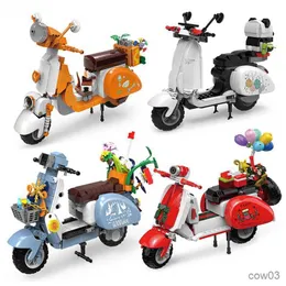 Blocos Criativos Modelo de Motocicleta Blocos de Construção Cidade Tráfego Montagem de Veículos Decoração de Casa Brinquedos Infantis Meninos Presente de Natal R230718
