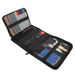 72pcs schizzi disegno matita colorata arte matita carboncino set con borsa per il trasporto matite colorate per matite artistiche per bambini set Y202559