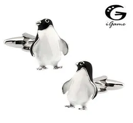 Abotoaduras iGame Penguin Abotoaduras Material de latão de qualidade Preto Animal bonito Design Frete grátis HKD230718