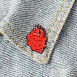 Pins Brooches Organ Heart Enamel Pins Badges Bloodthirsty Hug Dark Red Arms Lapel Pin Denim Shirt Collar Punk Fashion Jewelry Gift Dhm4Y