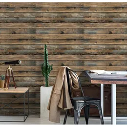 Wallpapers Self Adhesive Wood Grain Wallpaper Waterproof Old Furniture Stickers Wooden Door Wardrobe Desktop Pvc Wall Papers 3/6/10 Meter