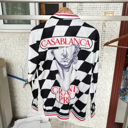 Mens Tracksuits American Vintage Casablanca Shirt Black White Checkerboard 캐주얼 느슨한 통기성 남성 여성 긴 소매 셔츠 Real Po 230717