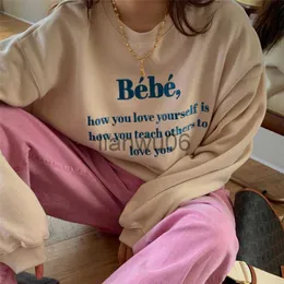 Femmes Hoodies Sweats Limiguyue Hiver Broderie Lettre Imprimé Sweat Velours Femmes ONeck À Capuche À Manches Longues Pulls Lâche Casual Tops K2 J230718