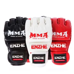 Protective Gear Boxing Gloves MMA Gloves Muay Thai Training Gloves MMA Boxer Fight Boxing Equipment Half Mitts PU Leather Black/Red HKD230718