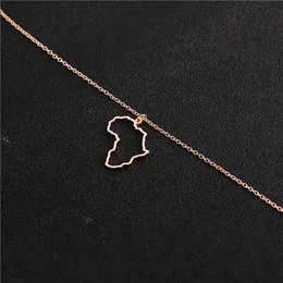 Outline Africa Map Necklace Country of South African Map Halsband Enkel adoption Etiopien Afrika Kontinent Halsband smycken237v